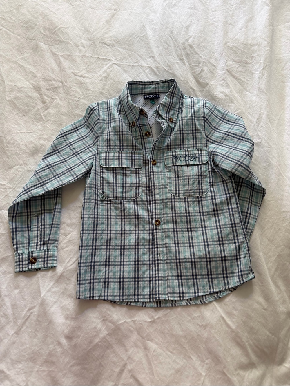 Prodoh 7-8 | Boys' Mint Plaid Button-Down Shirt